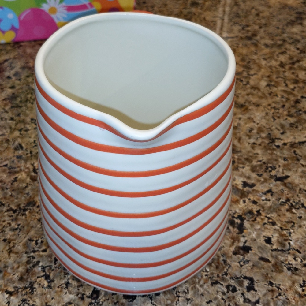 Hearth And Hand with Magnolia Pitcher Tangerine Handle and Rings/Stripes - Picture 5 of 7